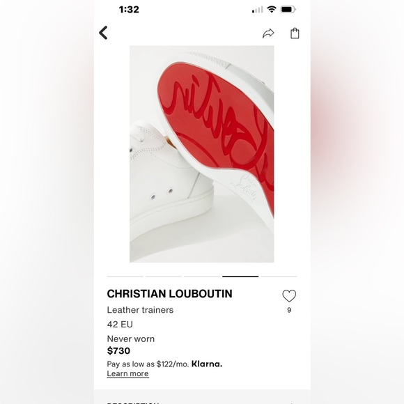 Christian Louboutin white leather sneakers. - Picture 6 of 6